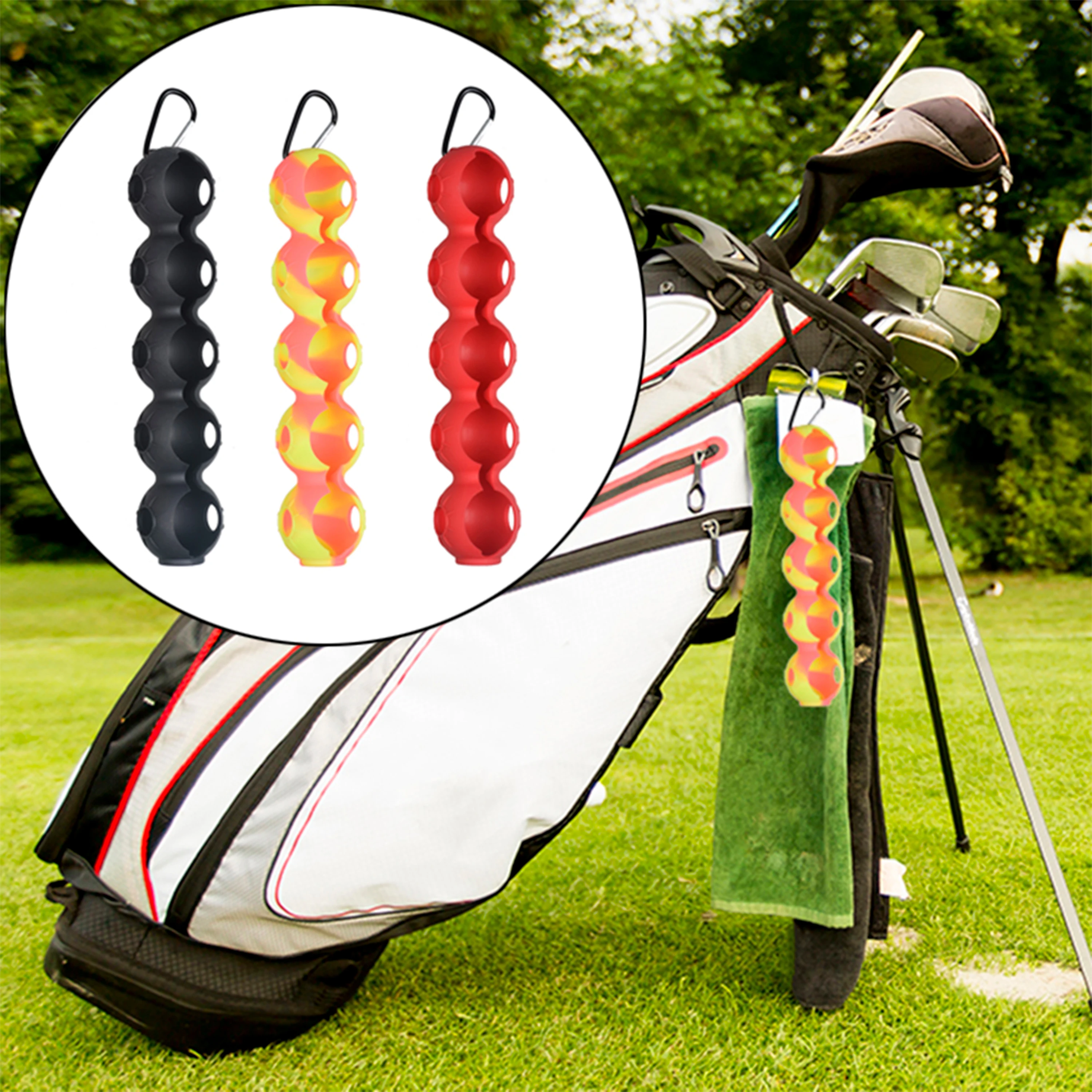 1Pcs Golf Ball Silicone Protective Cover Featuring Shock Absorption And Anti-slip Design Can Hold 5 Balls Golf Accessories