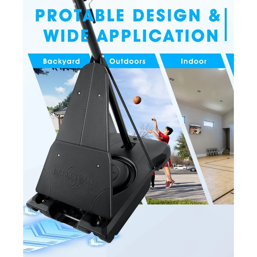 Aro de baloncesto portátil para exteriores, aro de baloncesto ajustable de 6,9 pies y 10 pies para adultos en interiores y exteriores con base de PE resistente y