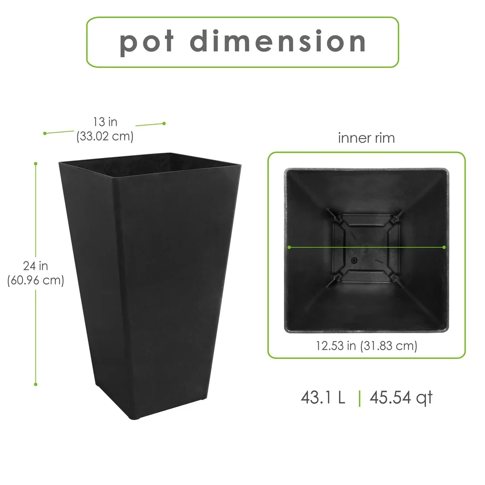 Self-Watering Indoor Outdoor Planter Lightweight Durable Weather-Resistant 24 Inch Avondale Planter with Drain Plug Perfect