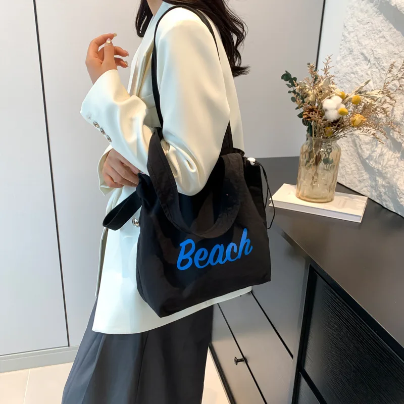 

Personalized Letter Print Fresh And Lightweight 2024 New Model, Single Shoulder Casual Drawstring, Large Capacity Shoulder Bag