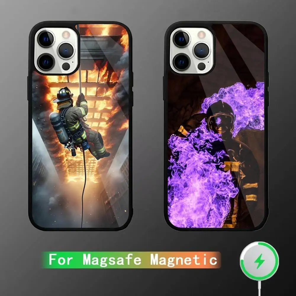 

Fireman Firefighter Phone Case For iPhone 17,16,15,14,13,12,11,Pro,Max,Plus,Mini,SE4,E Magnetic Magsafe Wireless Charging