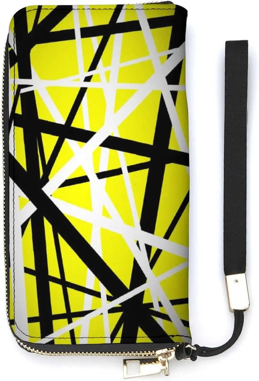 Van Rock Red White Black Stripes Halen Wallet Womens Men Leather Purse High Capacity Money Clips Zipper Card Wallets