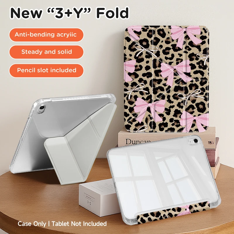 

Чехол для iPad Air10.9/Pro11/Mini6/7/10.2/9.7, Y-складная регулируемая подставка, автоматическое пробуждение/сна, многоугольный | Слот для ручки | Легкий Прочный