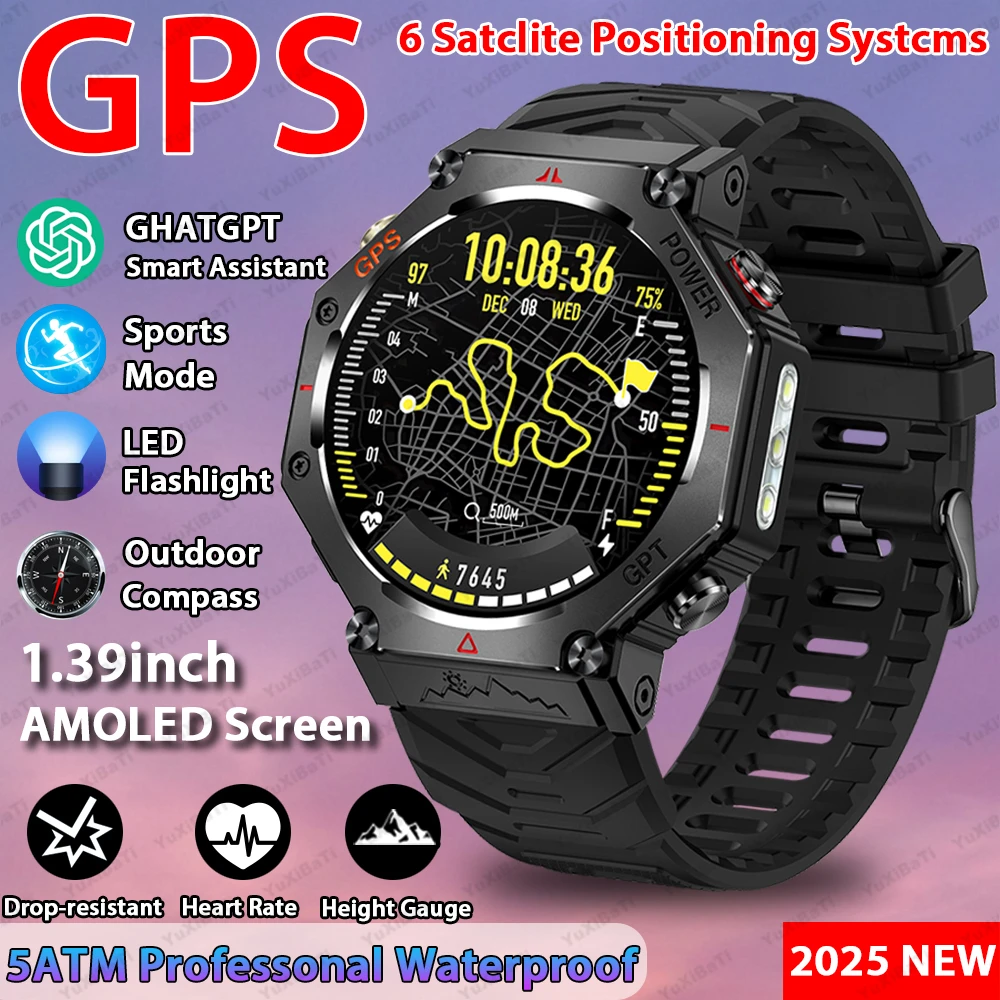 2026 T-Rex 3 Ultra Militair GPS Smart Watch voor heren 10ATM Waterdicht met ingebouwd dual-band GNSS-kompas Militaire sport Smartwa