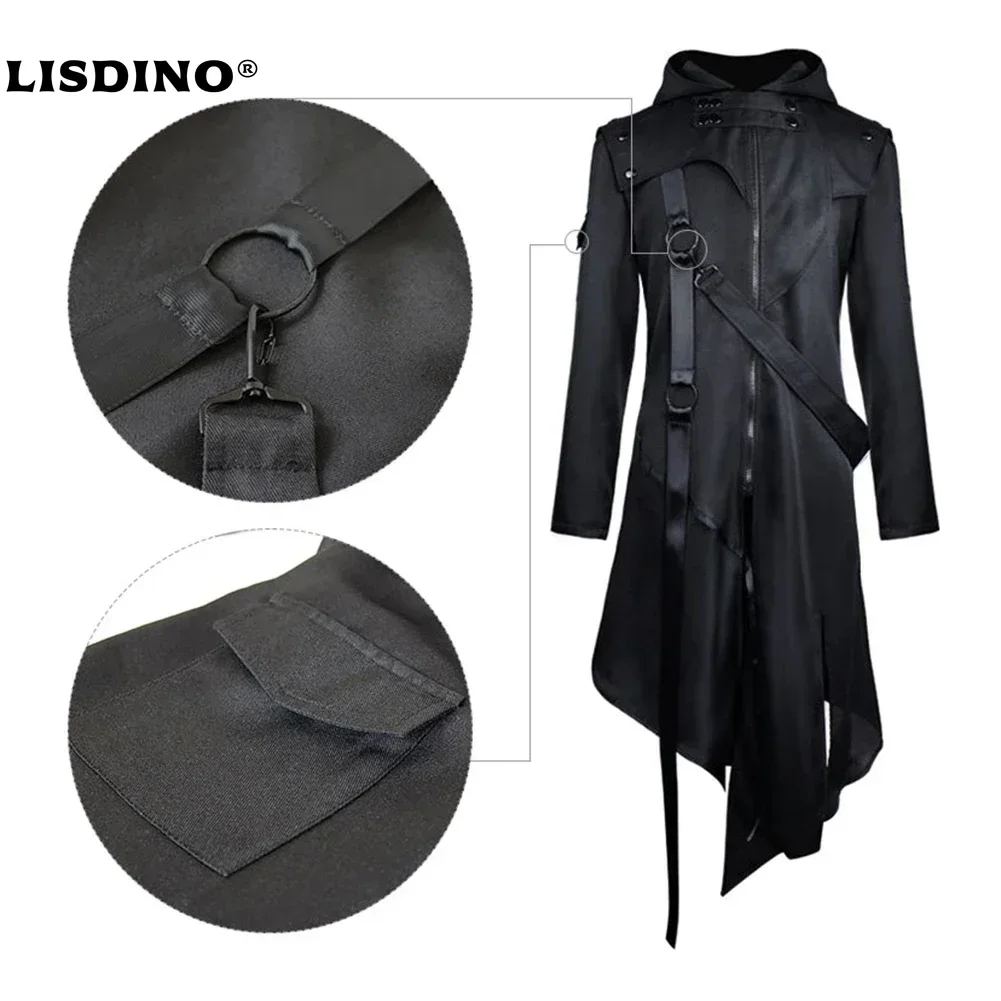 Cosplay Kostüme Männer Halloween Gothic Langarm Kapuzenjacke Neue Reine Farbe Halloween Cosplay Vintage Kostüm