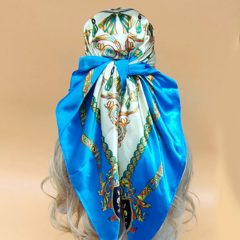 2023 Luxury Sunscreen Silk Hijab Women New 90X90CM Beach Scarves Fashion The Four Seasons Shawls Popular Design Square Headscarf