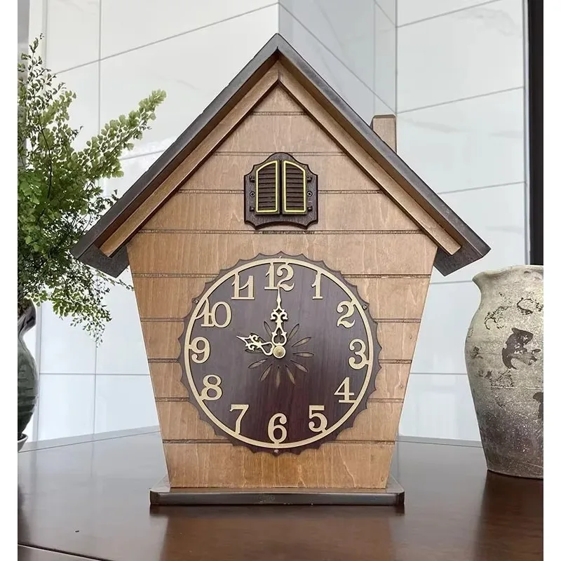 Vintage Cuckoo Clock Pendulum Large Wall Clock Wood 3d Bird Silent Timer Home Bedroom Kids Room House Living Room Decoration