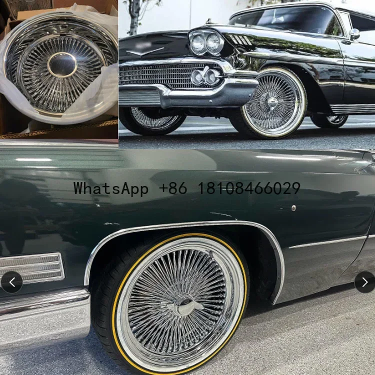 Wholesale 20 22 24 26 inch spoke wire wheels gold/silver spokes Knock Off steel alloy Rims for Classic Vintage Lowrider old car