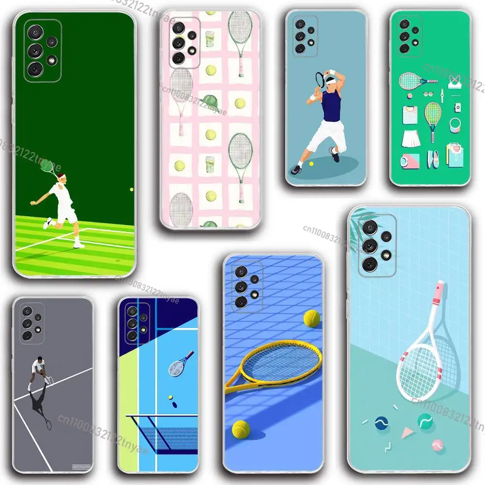 

Luxury design of tennis racket Phone Case Silicone For Samsung S30,23,21,22,20 FE lite,S10,9,PIus Note20ultra Soft Transparent