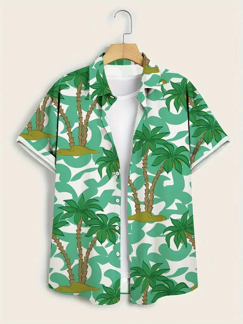 

Leaf Tropical Mens Shirt Resort Hawaiian 3D Printed Shirt Outdoor New Vacation Beach Summer Turndown Short Sleeve Hawaii Shirts