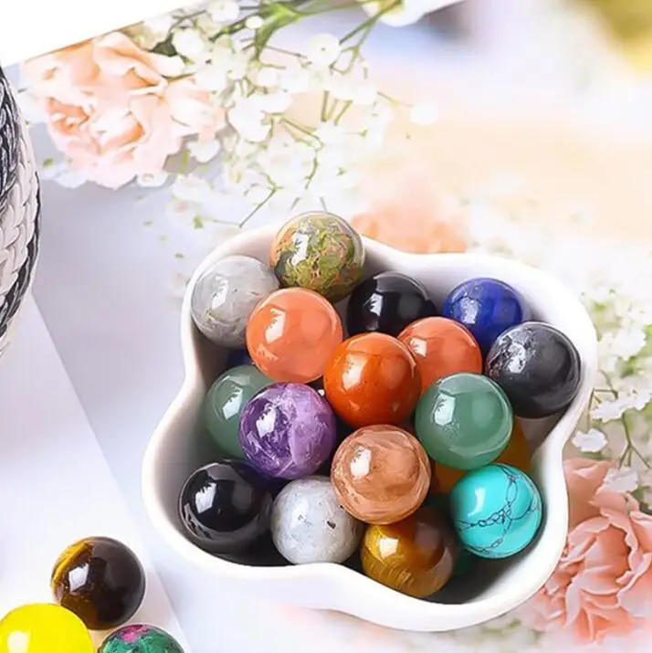 Natural Crystal Round Ball DIY Beads Unisex Style Ornament Healing Orb Sphere Rocks 20mm/25mm/30mm Aventurine Quartz Agate Gift