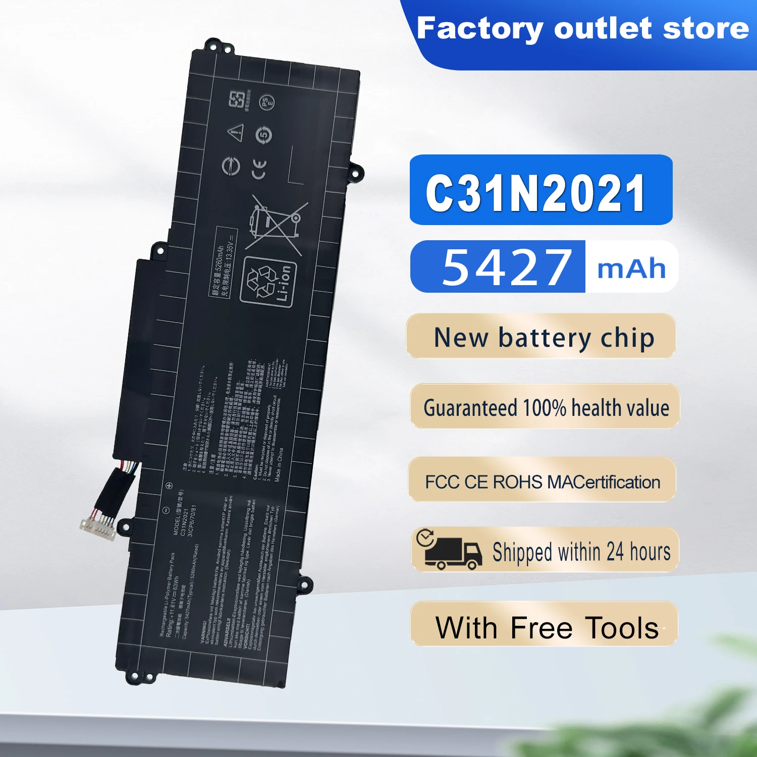 New Laptop Battery C31N2021 For ASUS ZenBook 14X OLED Flip OLED UM5401QA UX5401EA UP5401EA UX5400EA UM5401 UX5401 UX5400