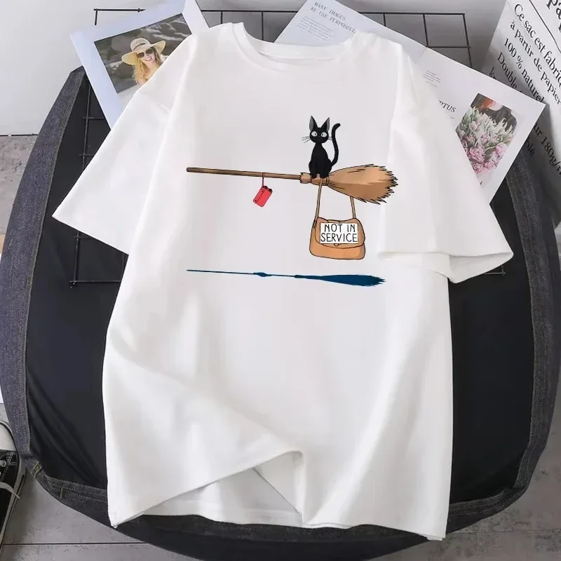 

Magic Broom Cat Harajuku T Shirts Women Fashion Short Sleeve Summer T-shirts Black Outdoor Bodybuilding Tees Tops Poleras Female