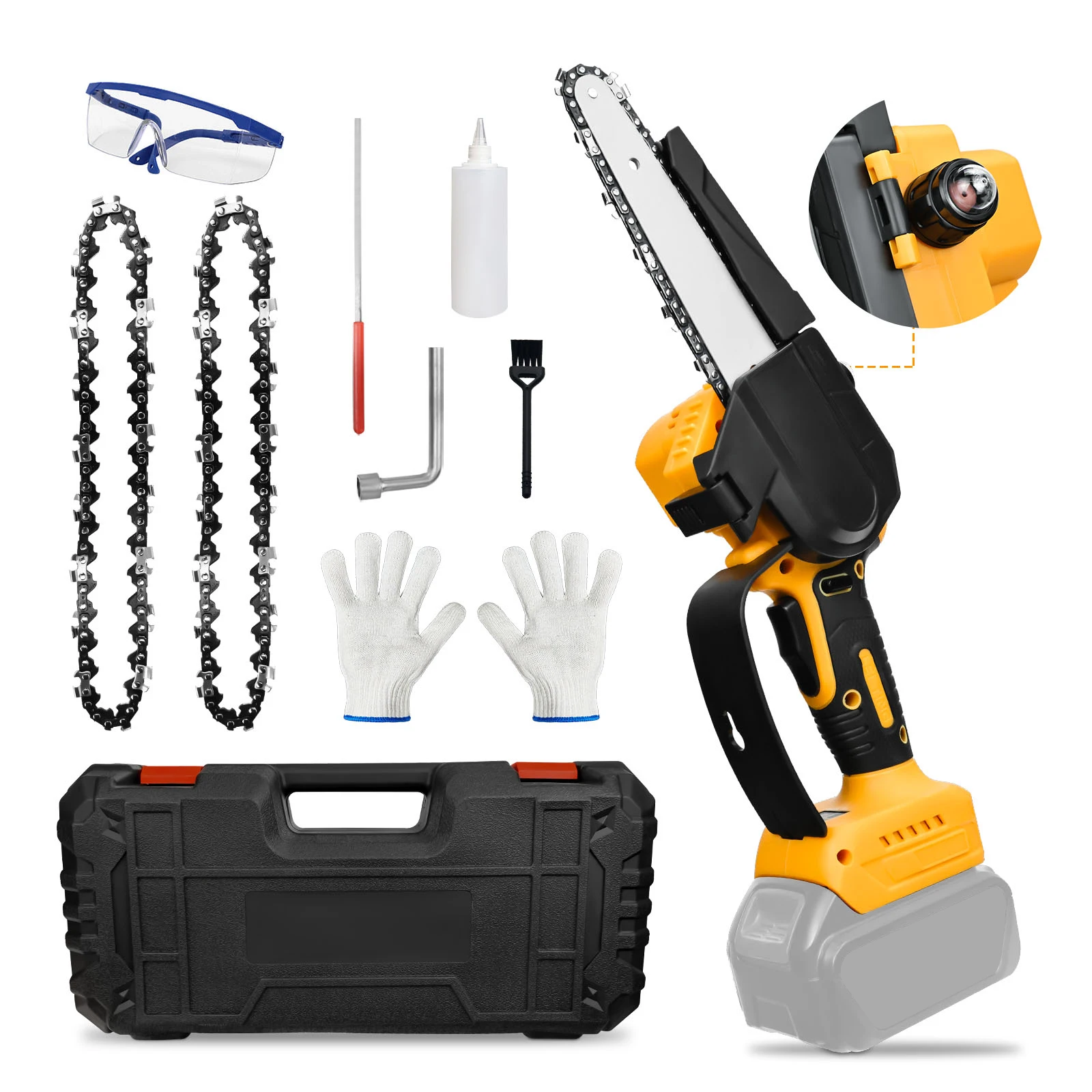 

6 Inch Mini Brushless Chainsaw Portable Electric Saw Tree Trimming Woodworking Tool Fit For Dewalt 20V Battery (No Battery)