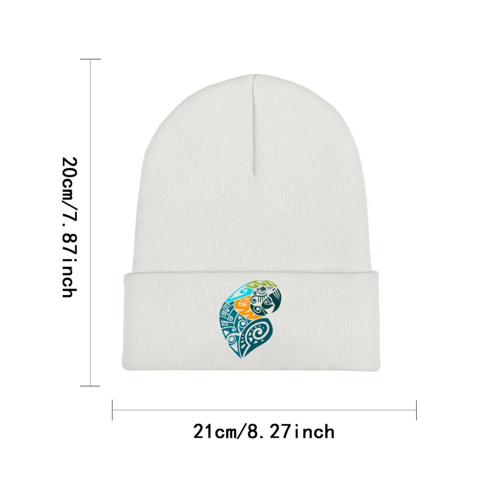 Knit Hat Parrot Animal Winter Warm Beanie Caps Blue and Gold Macaw Tribal Tattoo Classic Men Women Fashion Casual Bonnet