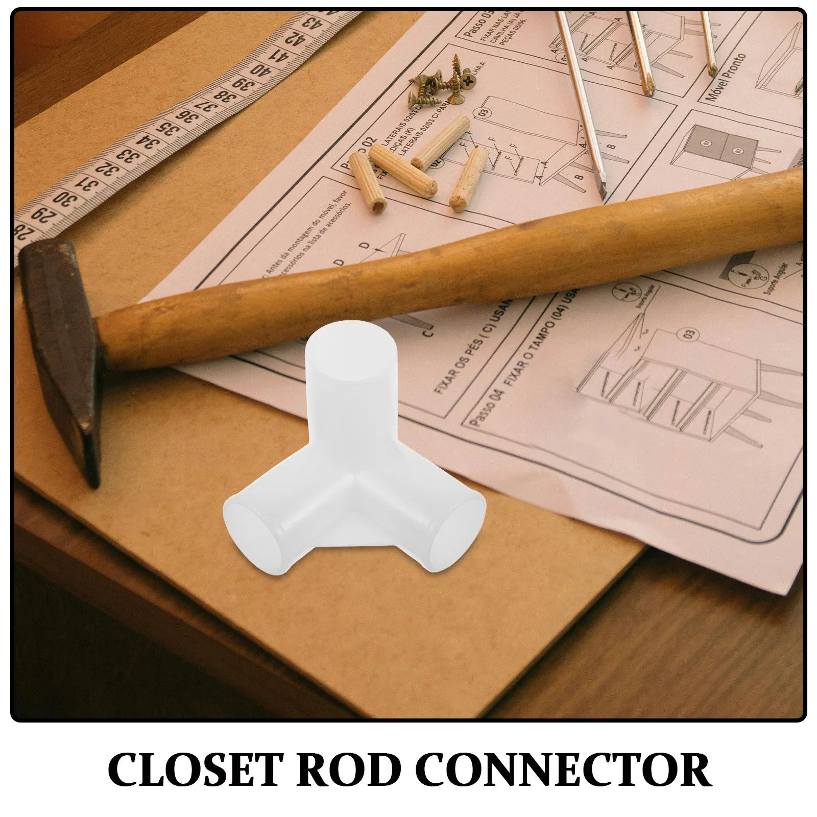 20Pcs Closet Rod Joint Connector 22Mm 3 Way Coupling for Wardrobe Shoe Rack Cabinet Fasteners Furniture Hardware