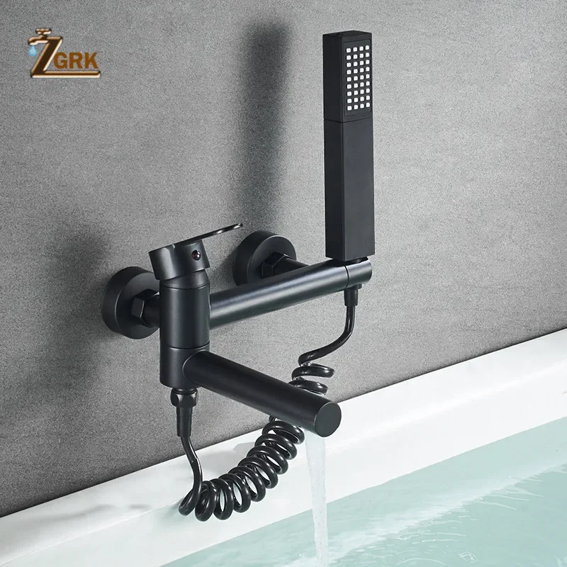 Bathtub Faucet Single Handle Waterfall Spout Mixer Tap with Hand Shower Wall Mounted Bathroom Faucet Bathtub Shower Mixer Faucet