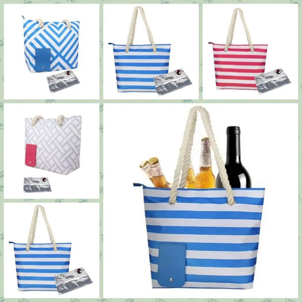 Canvas Wine Dispenser Tote Bag Aluminum Foil Lining Wear-resistant Thermal Insulation Wine Bag Large Capacity Beach Wine Bag