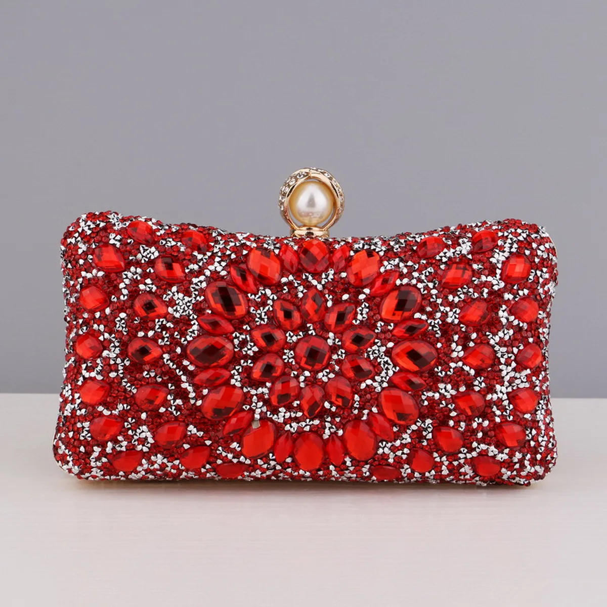 Full Diamonds Evening Bags Acrylic Flower Rhinestones Clutch Bags Metal Pearl Luxury Prom Wedding Dinner Handbags