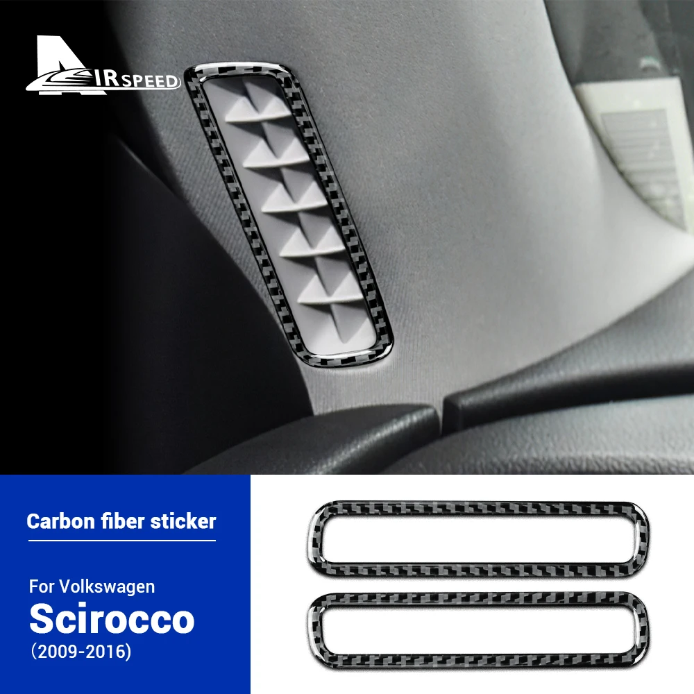 Echte weiche Kohlefaser für Volkswagen Scirocco 2009 2010 2011 2012 2013 2014 2015 2016 LHD RHD Auto-Luftauslass-Entlüftungsring-Aufkleber