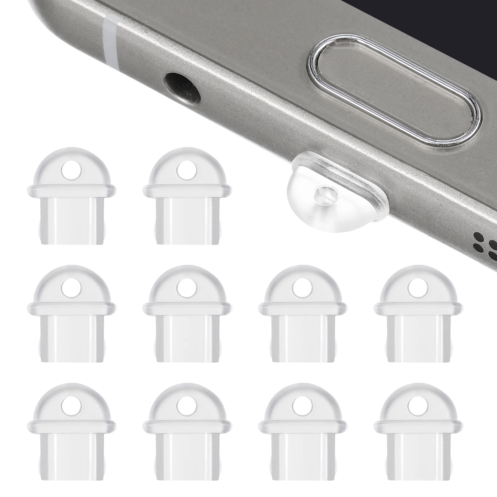 

10 Pcs Phone Dust Transparent Charging Port Protector Anti Dust Stopper Plugs Accessories Dustproof Fluff Proof Reusable