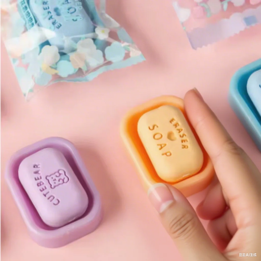 1 قطعة/4 قطعة مزيج عشوائي جديد طالب القرطاسية واقعية الأزهار فقاعة شكل الصابون ممحاة القرطاسية لعبة هدية مضحك