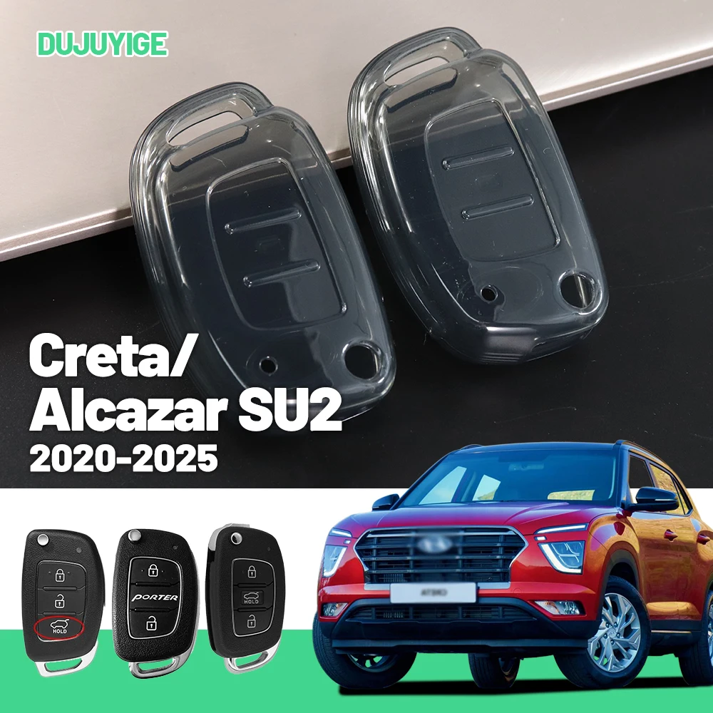 Funda Protectora Transparente de TPU para Llave de Coche Hyundai Creta/Alcazar SU2 2020-2026, Carcasa para Llave, Accesorios para Auto 2021 2022 2023