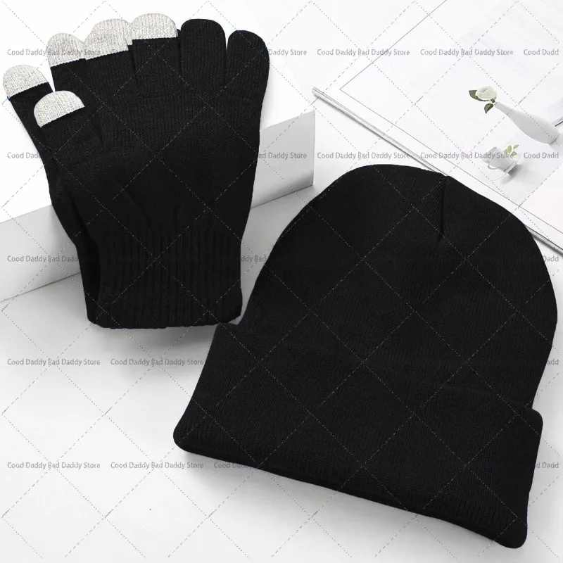 2PCS Children Anime Cute Knitted Hat Gloves Winter Accessories for Boy Girl Kids Cartoon Knit Cap Glove Set Christmas Gifts 2027