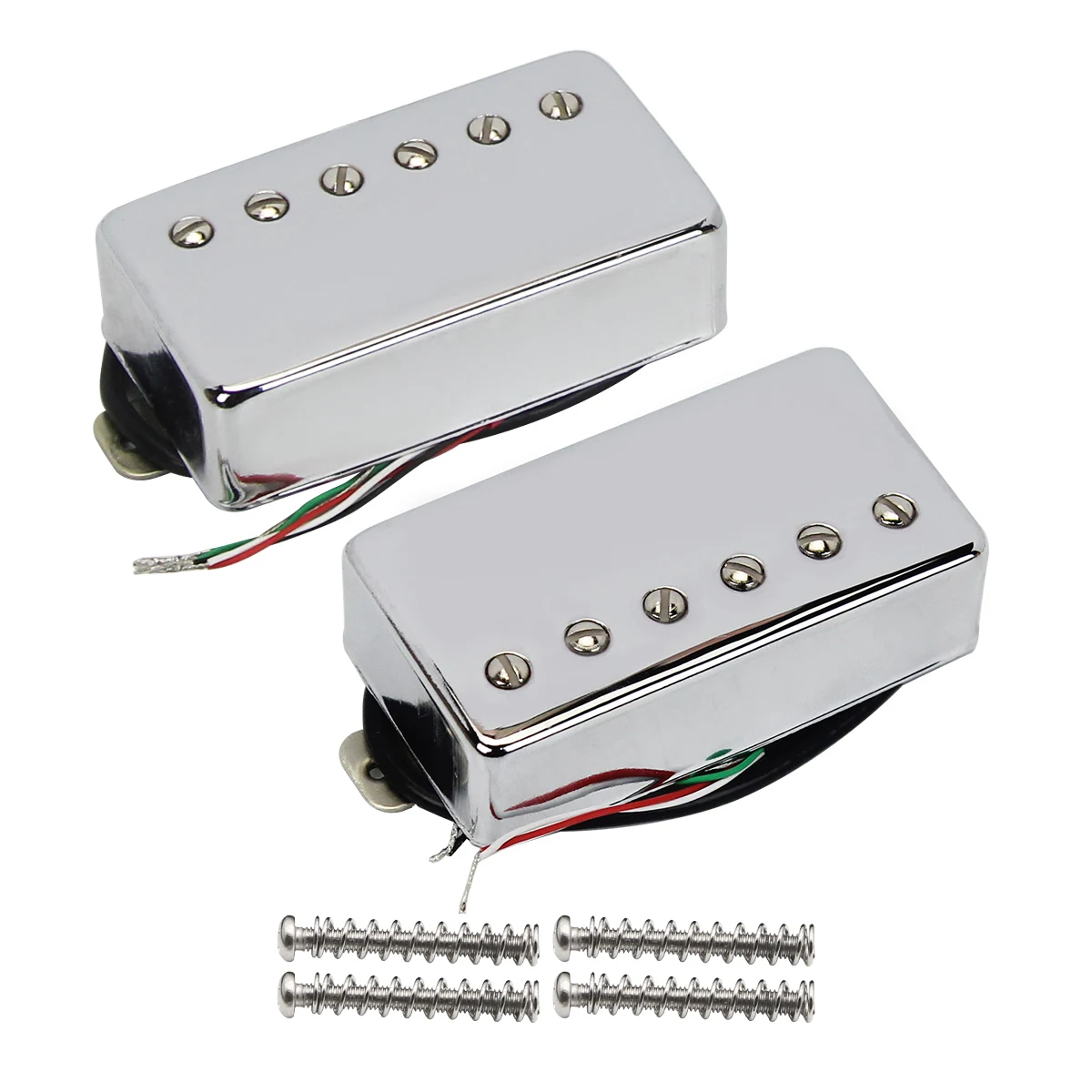 FLEOR Set of Chrome LP Electric Guitar Humbucker Pickup Ceramic Magnet Neck Bridge Pickups 4-Wires Guitar Parts