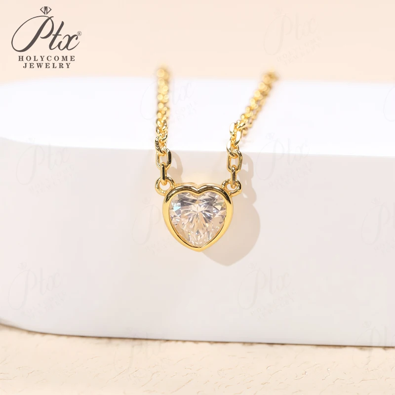 Stackable Diamond Necklaces 18K 14K 10K Gold 925 Silver Moissanite Pear Oval Heart Round Shape Bezel Setting Gift Classical