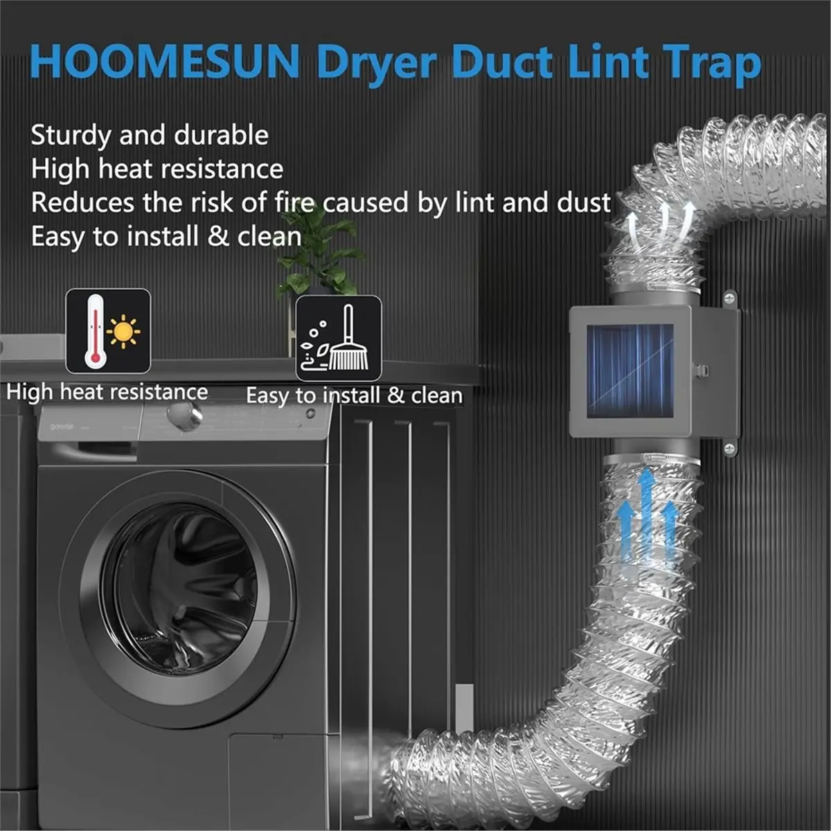 A74U Dryer Duct Lint Trap, Indoor Dryer Vent Kit , Secondary Lint Trap for Electric Clothes Dryers - Dryer Lint Catcher