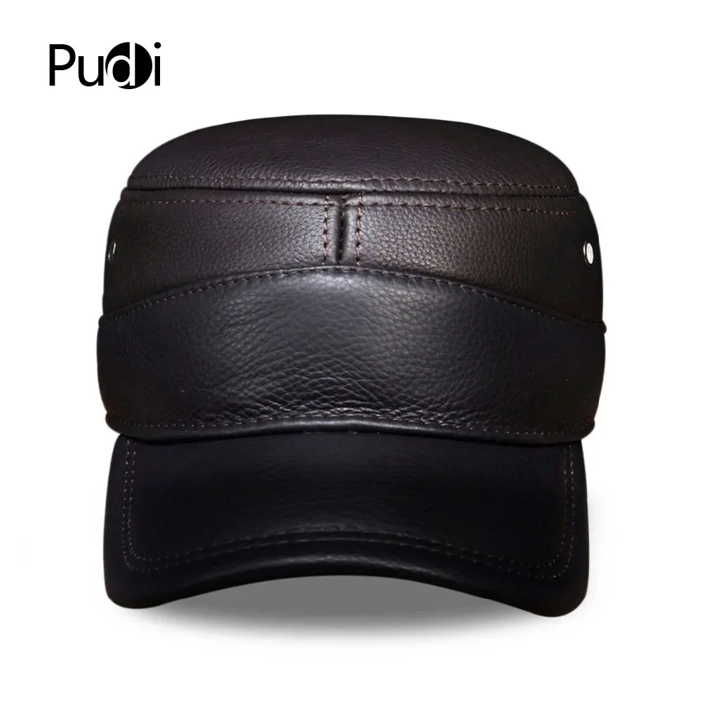 HL088 Men's Genuine Leather Baseball Cap Brand New Winter Warm Real Cow Leather Caps Men's Hats