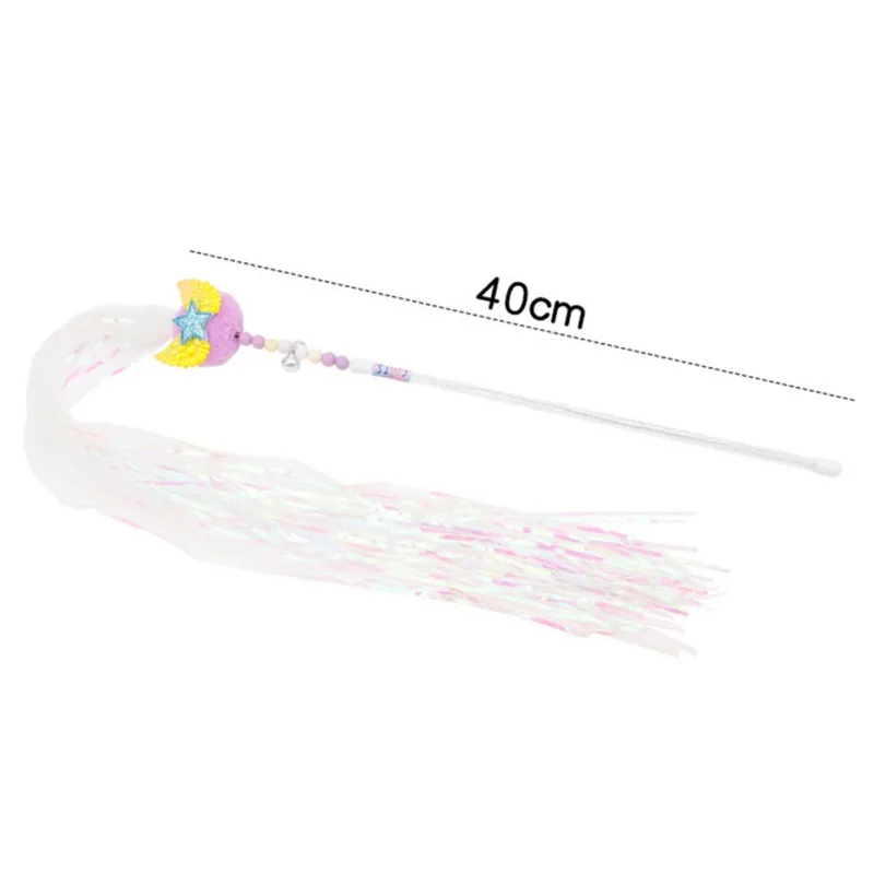 Cat Wand Toy Tassel Teaser Stick Cat Toys Interactive Kitten Toy Feather Wand for Indoor Cats Playing Exercise Pet Supplies