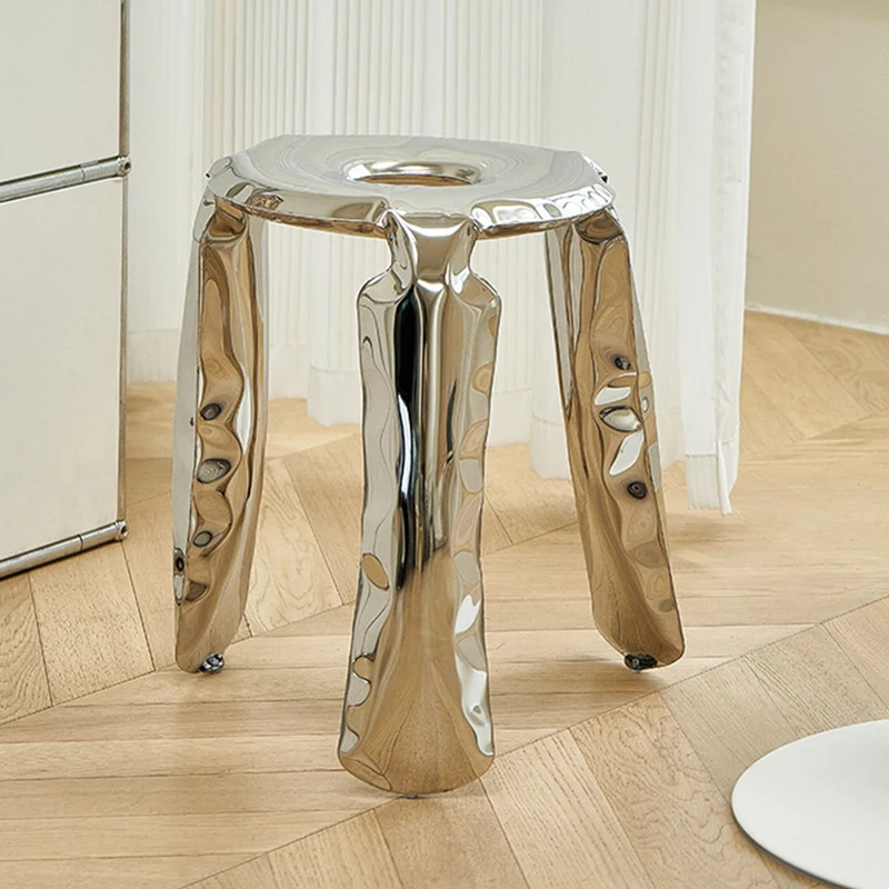 

Stainless Steel Ottomans Nordic Creative Balloon Design Stools Children's Hallway Shoe Changing Footrest Portable Low Ottoman