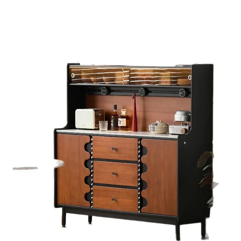Slate solid wood dining side cabinet American integrated storage against the wall Coffee storage cabinet tea cabinet
