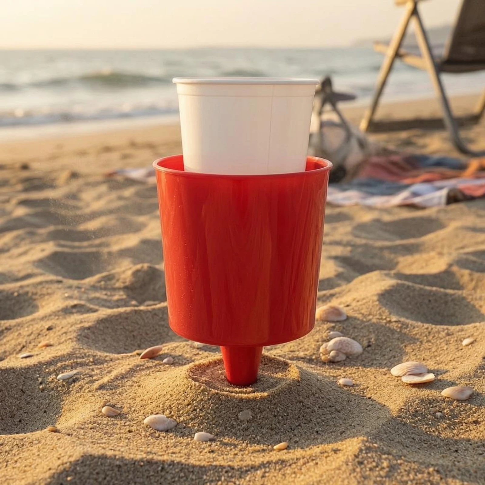 

Plastic Cup Holder Stake Cylindrical Ground Spike Cup Holder Beverage Stake Upright Outdoor Gear Portable for Camping
