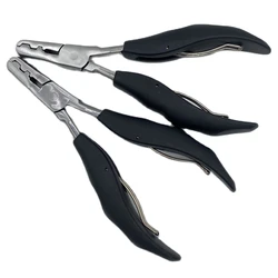 Alicates de forma plana negra 2 en 1 con ranuras pequeñas, abrazadera de extensión de cabello preunida de 3mm y 5mm, 1 unidad
