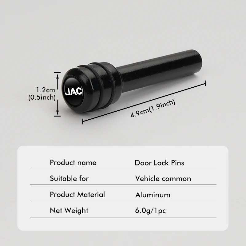 자동차 보안 문짝 잠금 손잡이 당김 핀 알루미늄 액세서리, JAC Refine J3 J2 S5 A5 J5 J6 J4 T8 증기 S2 증기용