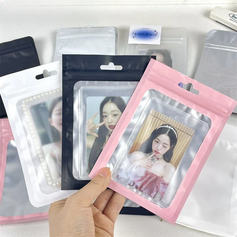 10Pcs/pack INS Korean Photocard Storage Bag Macaroon Color Transparent Ziplock Bag Gift Packaging Sealed Bag Sticker Card Sleeve