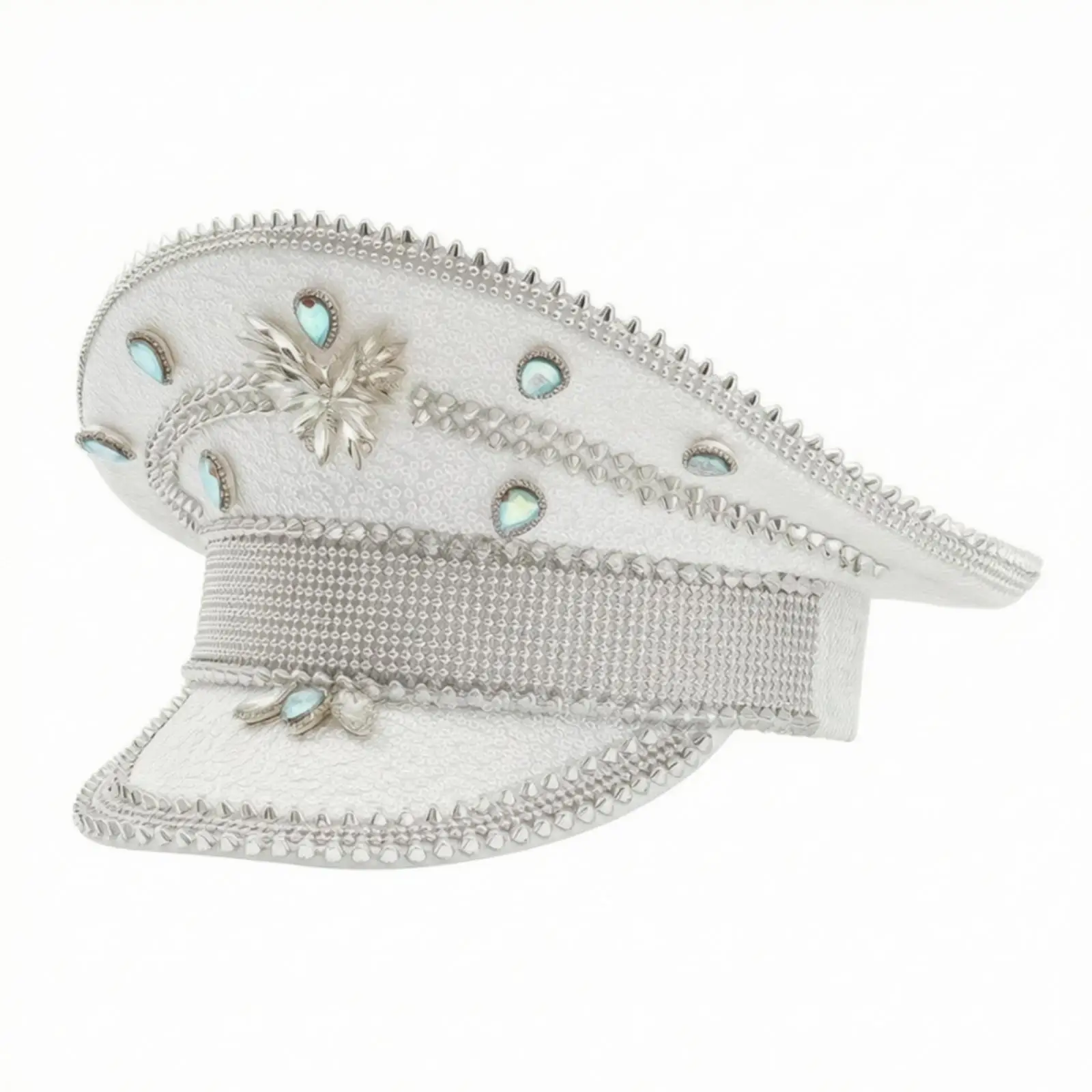 Cap with Butterfly Ornament Sequined Sequin Cap Embellished Hat Glittery Iridescent for Performers, Festivals