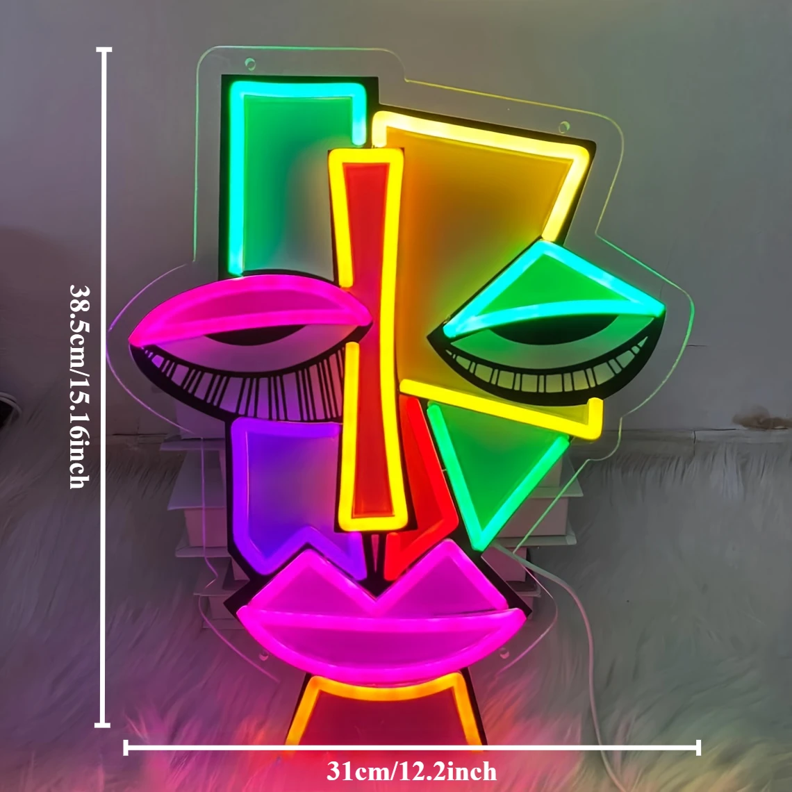 Abstract Face Neon Sign Modern Colorful LED Wall Art for Living Room Bar Cafe Decoration Unique Artistic Lighting Gift