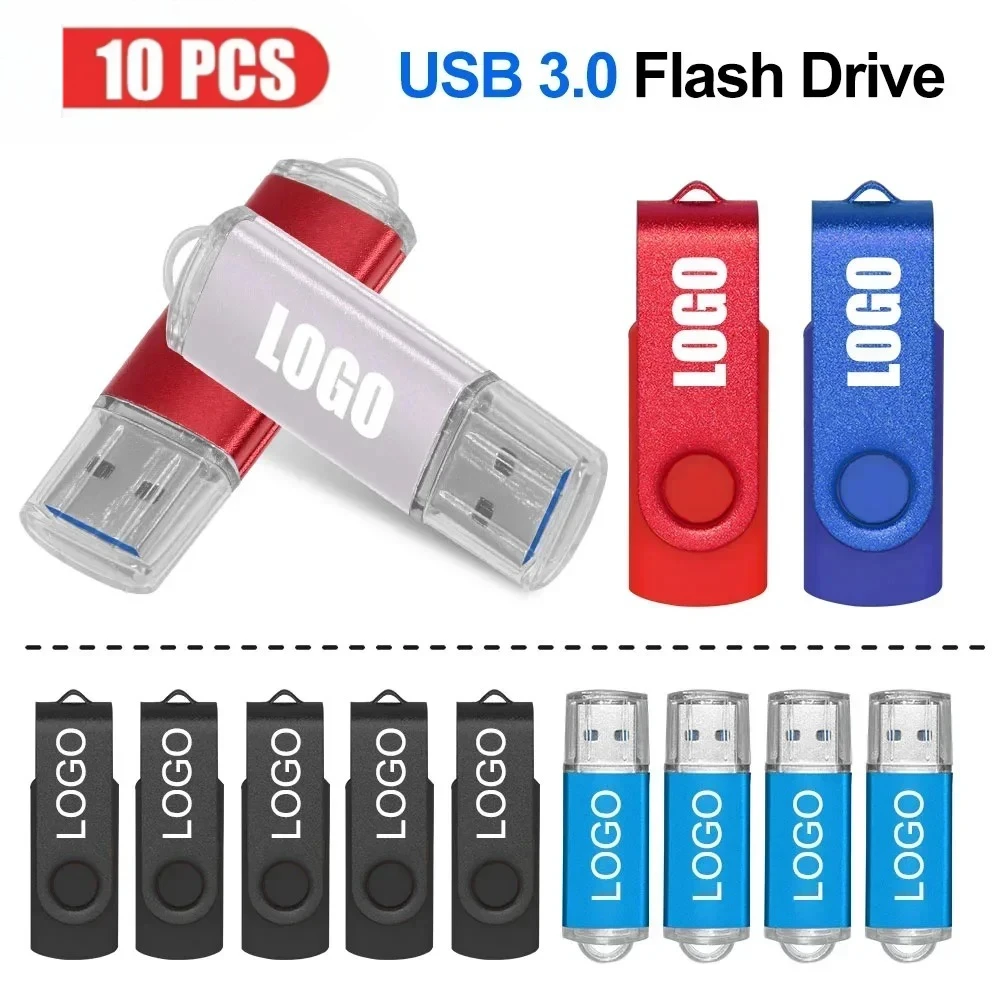 

10pcs New USB 3.0 Pen Metal Drive 8GB16GB High Capacity Flash Drive 12GB 64GB Pendrive Portable cle usb Memory Card free logo