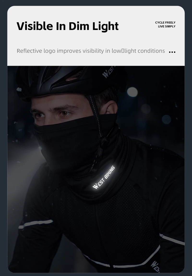 WEST BIKING Winter-Fahrradschleier Winddichte Thermische Sturmhaube Nackenwärmer für Skifahren Motorrad Atmungsaktive Fleece-Gesichtsmaske Warm – Detail 14