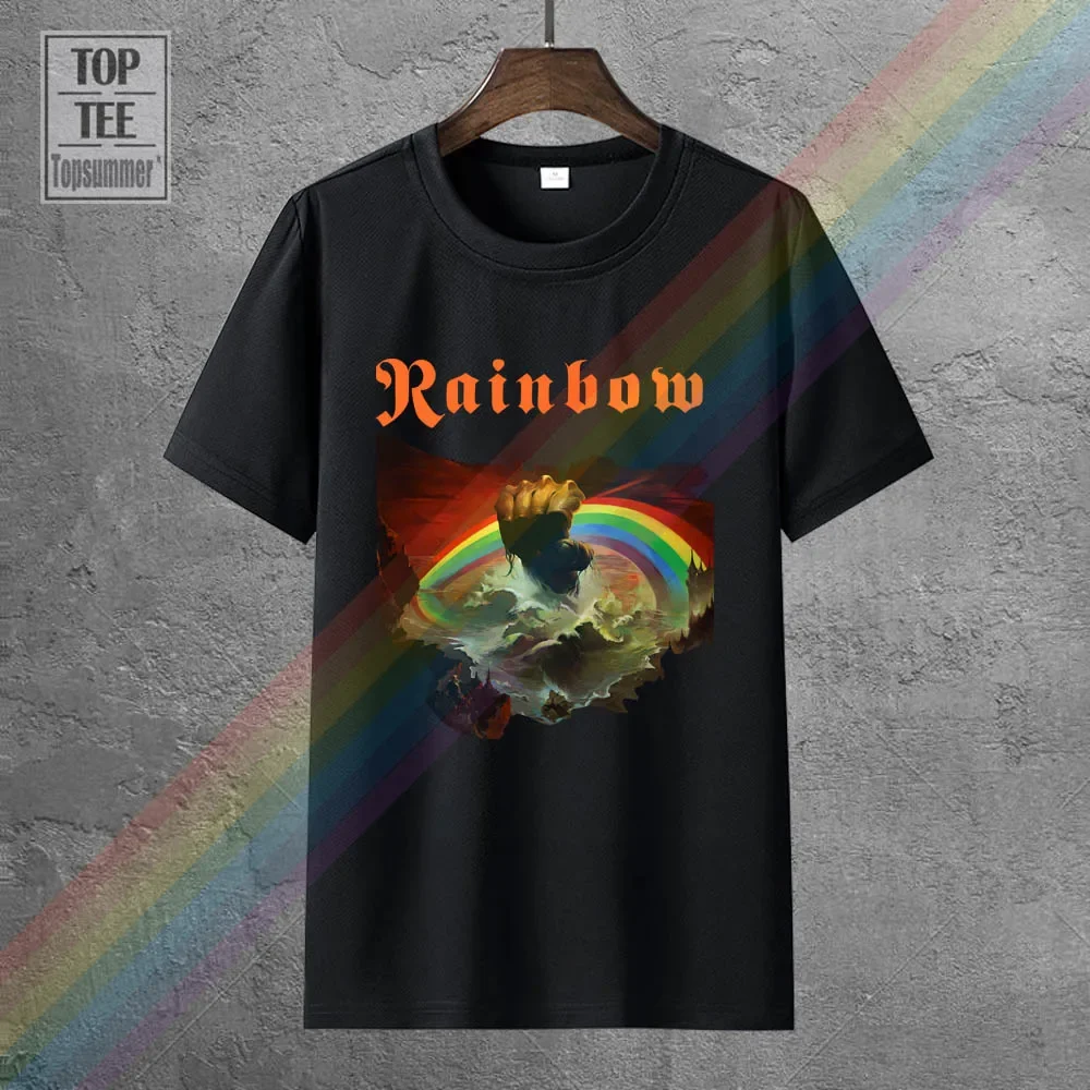 New Arrivals 2018 Rainbow Rising Graphic T Shirt English Rock Band Ritchie Blackmore Design T Shirt Fashion Tees