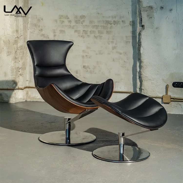 Luxury Modern Unique Style European Accent Single Swivel Chair Hotel Living Room Leather Lobster Chair And Ottoman Furniture