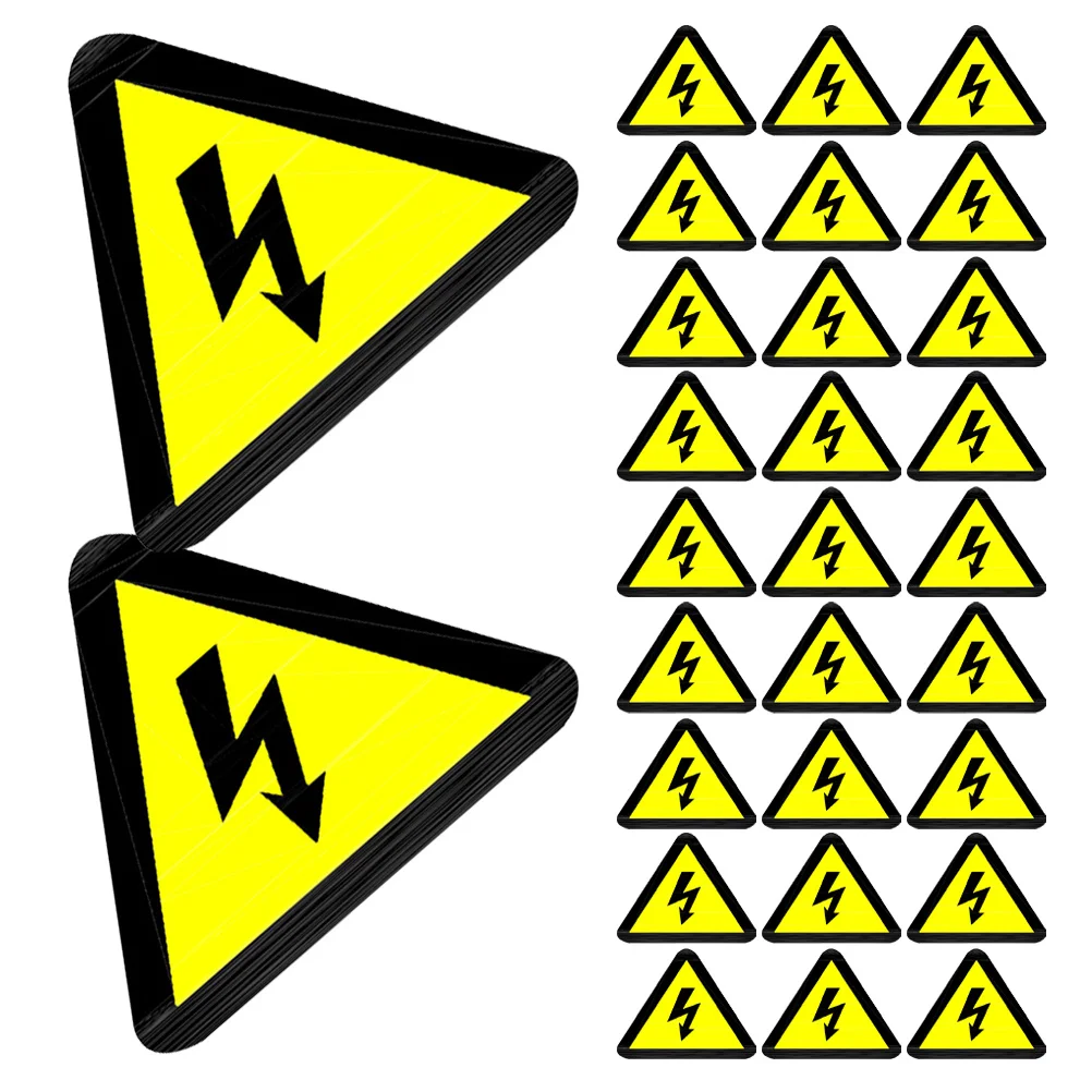 

100Pcs Safety Warning Sticker High Voltage Electric Shock Decal 5x5cm Triangle Yellow Strong Adhesive for Electrical Boxes