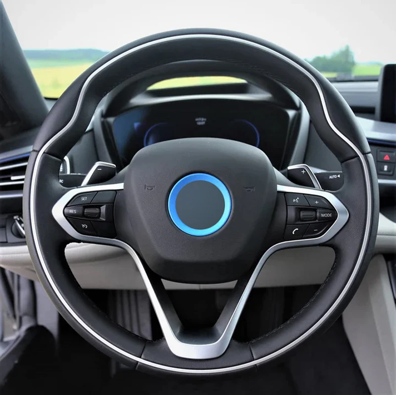 

Alcantara Real Leather Steering Wheel Cover Black Thread Hand Stitching Car Steering Wheel Wrap Car Accessoires for BMW I8