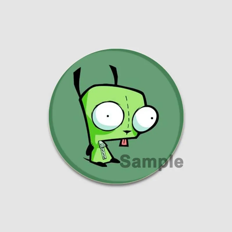 Cute Alien ET Green Invader ZIM Cartoon Badge Tinplate Button Pin GIR Dog Kawaii Anime Brooch Badges Bag Coat Decor Friend Gift
