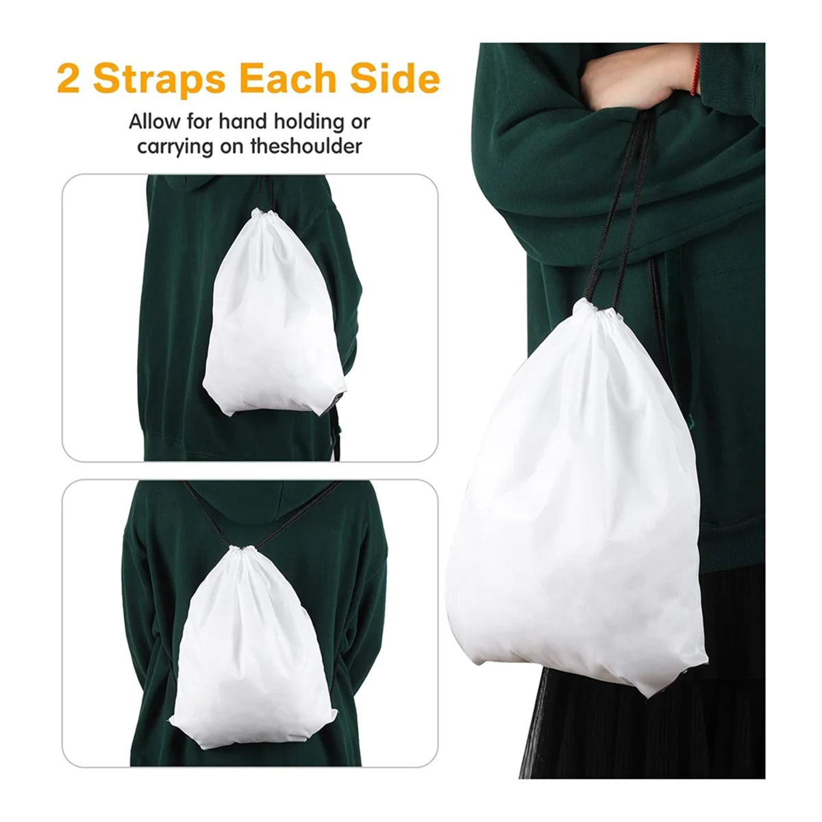 25 Pcs Sublimation Drawstring Bags Bulk White Blank Drawstring Backpacks Reusable Gym Sport Sinch Sack Backpack HOT