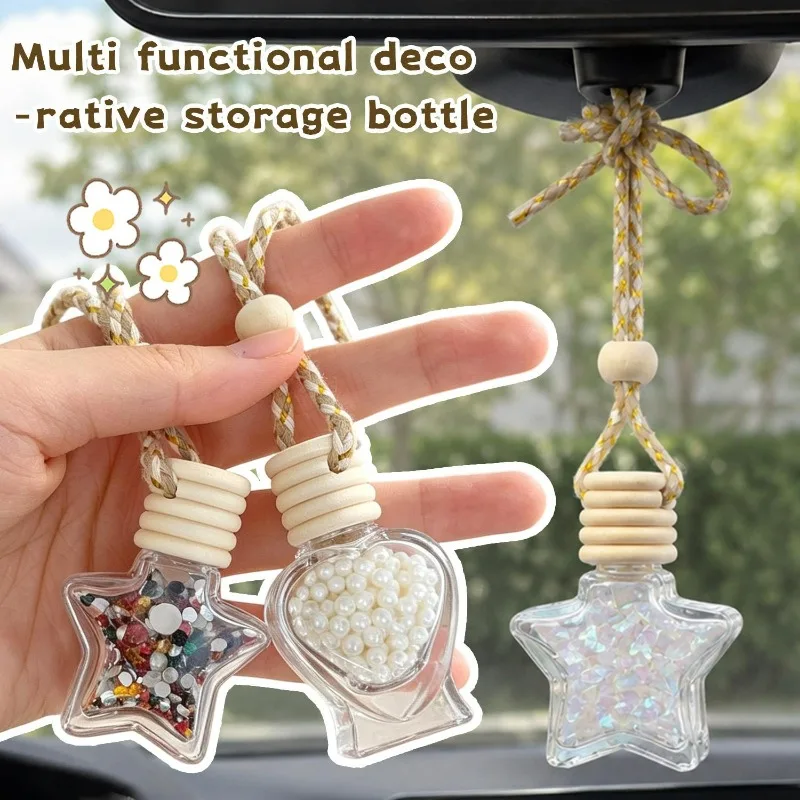 10-1PCS Clear Hanging Perfume Bottle Ornament Empty Bottle Diffuser Aromatherapy Ornament Home Office Car Decoration Jars Supply